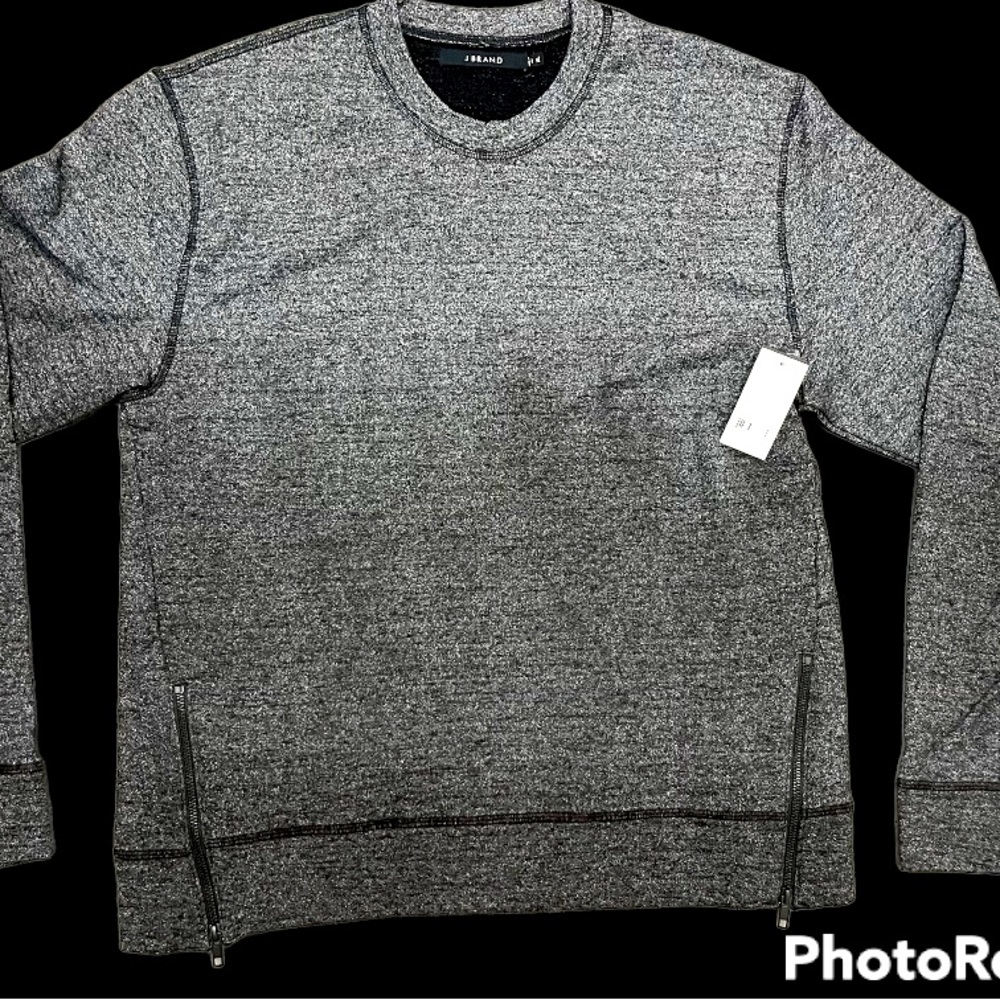 J Brand Navy Melan Conrad Crew Neck Wool Blend Sweater Men's zipper sides